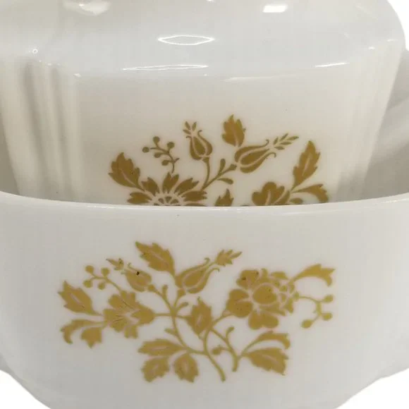 Vintage Spode Cream &  Sugar Bowl Set Fine  Porcelain White & Gold Floral Motif - Picture 11 of 11